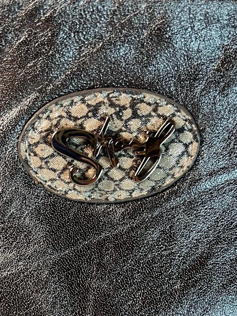 Sharif Genuine Leather Wristlet w/ Panther King Ring Metallic Silver Used Once